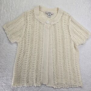 Vintage Jenny Women Summer Cardigan Crochet Sweater Open Boho Cottage Large Twee